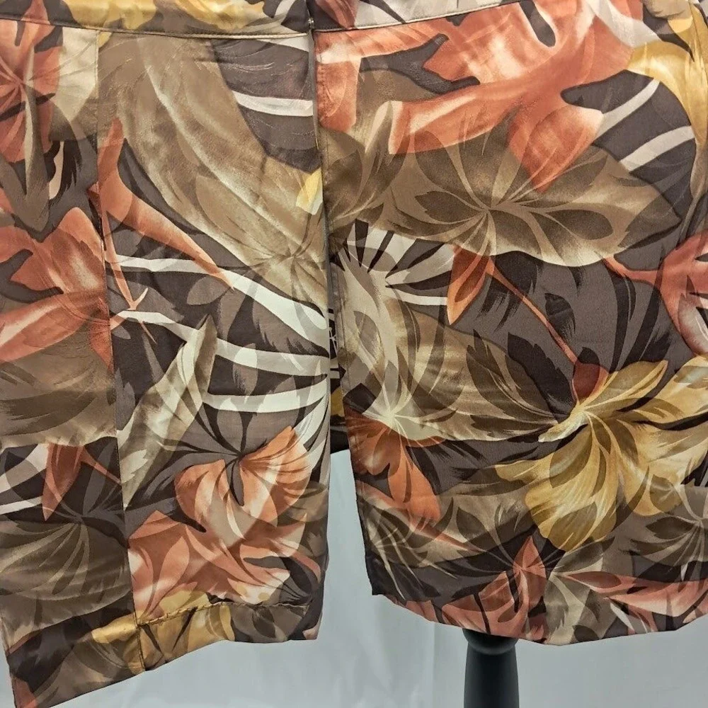 Vtg 80s MAGGY LONDON by‎ Jeannene Booher 6 100% Silk Leaf Print Wrap Mini Skirt - Picture 5 of 7